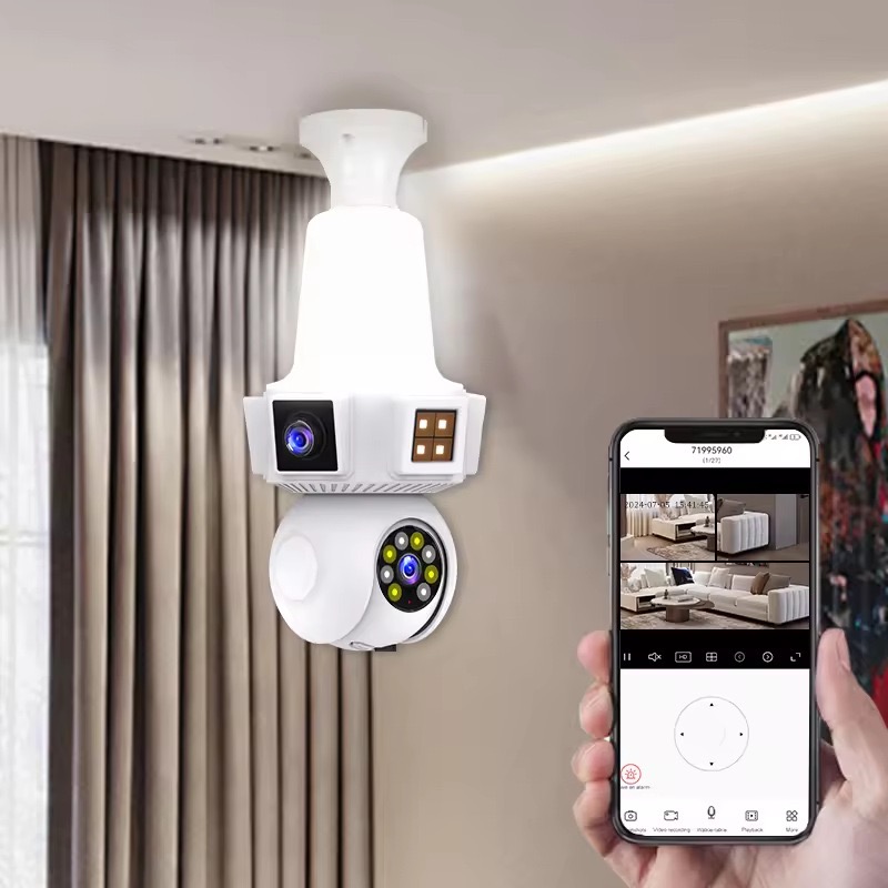Home Security Flood Lights - Aplikasi 6MP V380pro Lensa Ganda Penuh