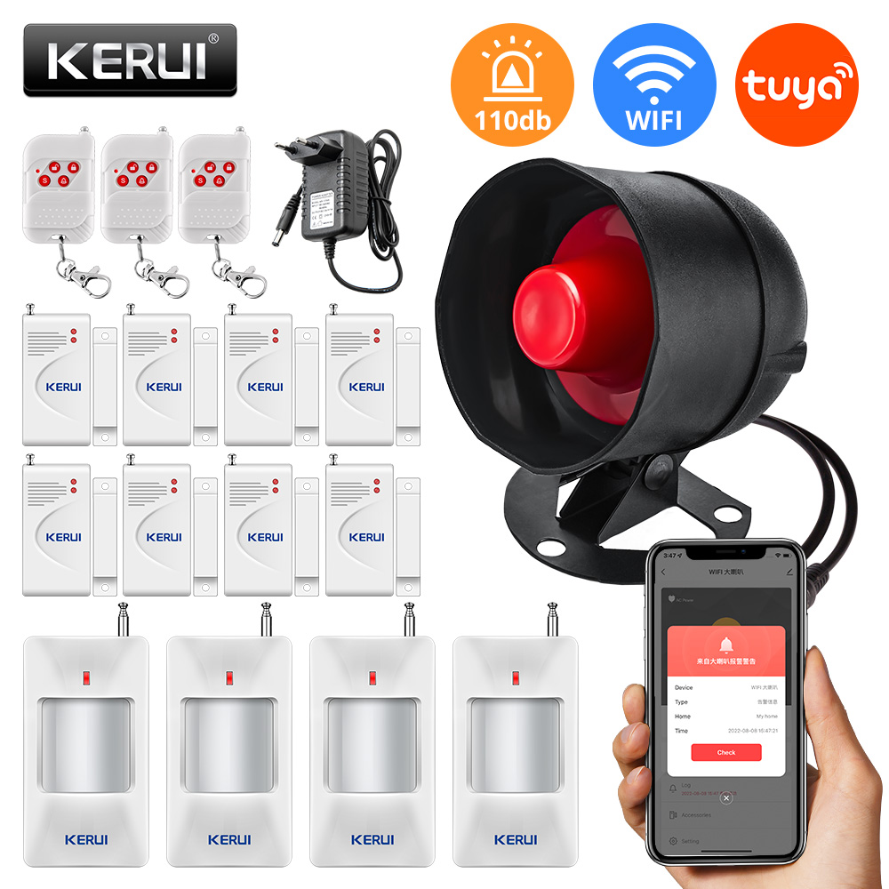 Home Security System Installation - KERUI Tuya Speaker keras WIFI, sirene